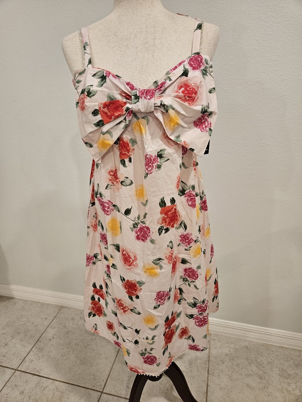 Wildfox Laurent Midi Dress S NWT Pink Floral Bow Coquette Dress
